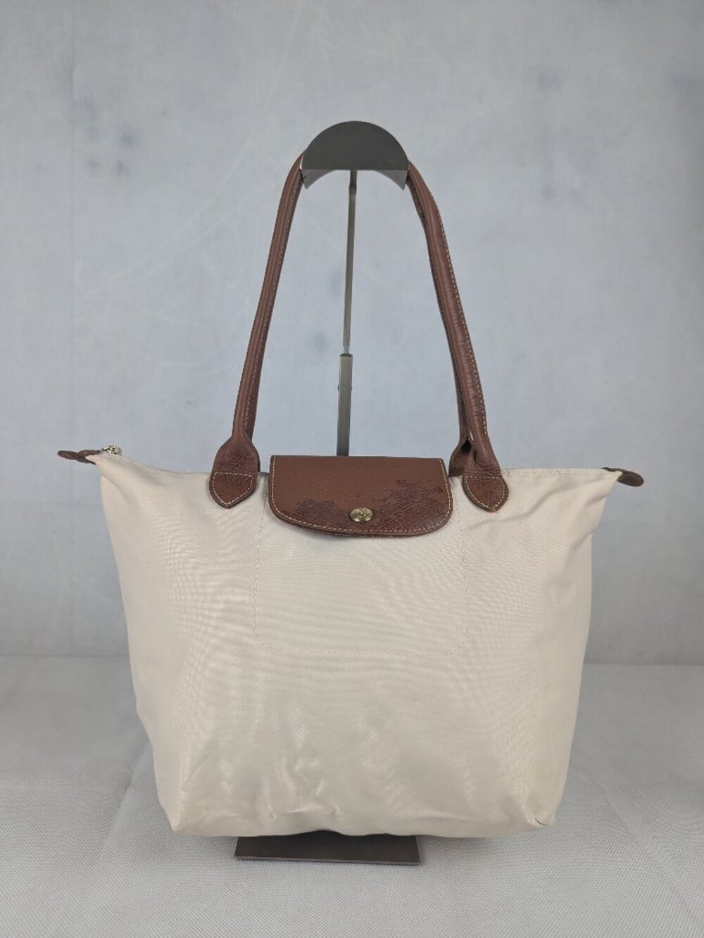Longchamp Le Pliage Nylon Tote Bag Ivory - Used - Authentic - Good Condition